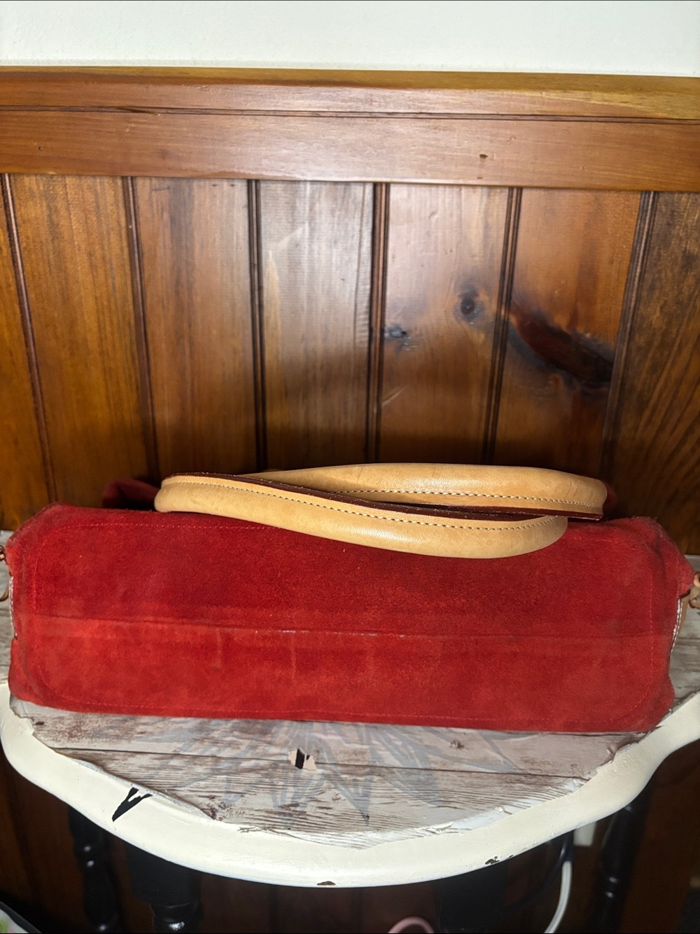 Dooney & Bourke Red Suede Tote with Tan Handles - Picture 9 of 16